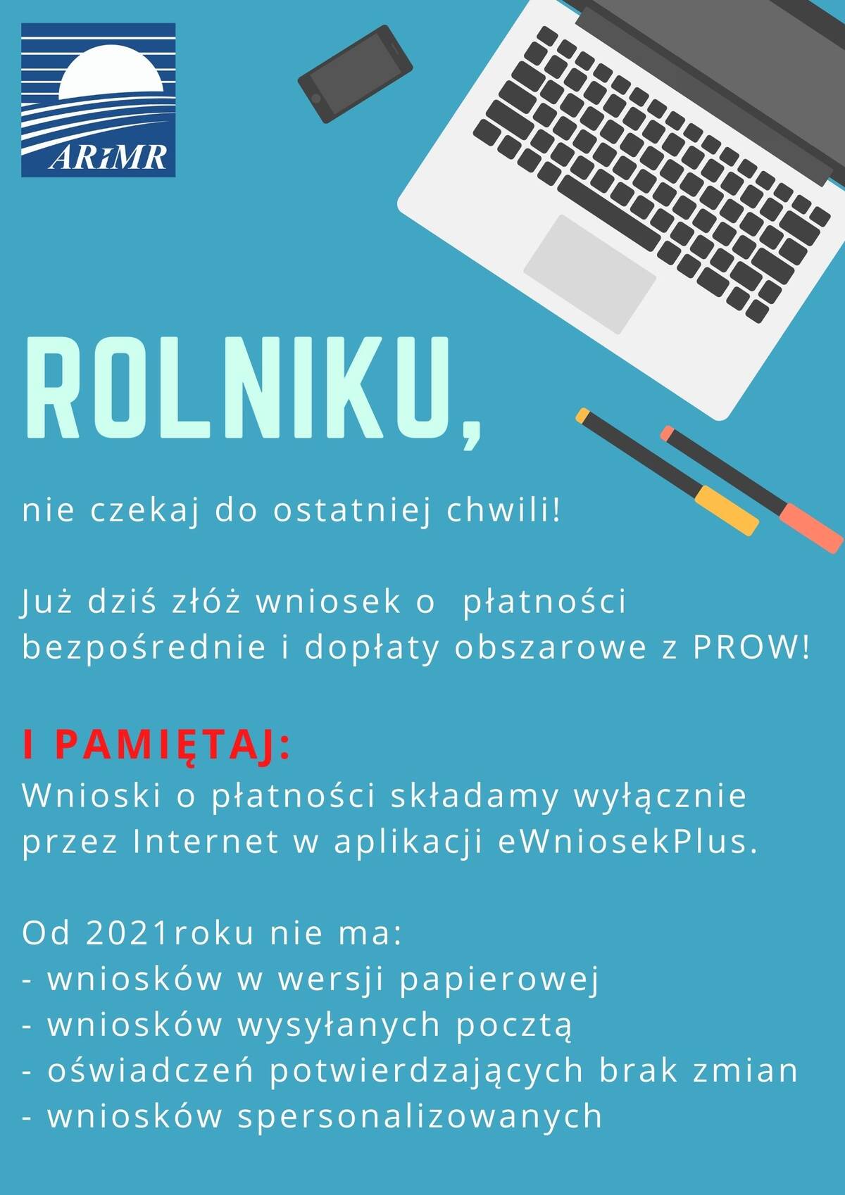 Plakat z informacją dla rolników 