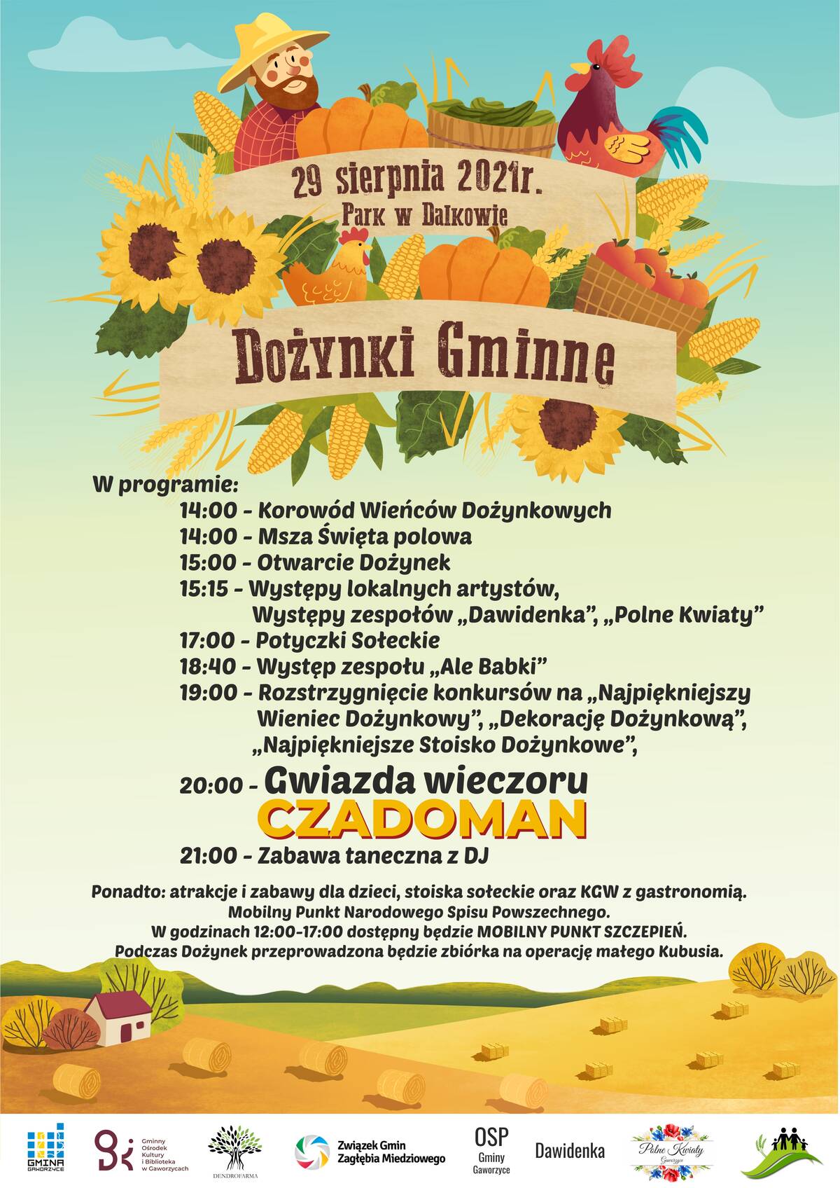 Plakat na Gminne Dożynki w Dalkowie