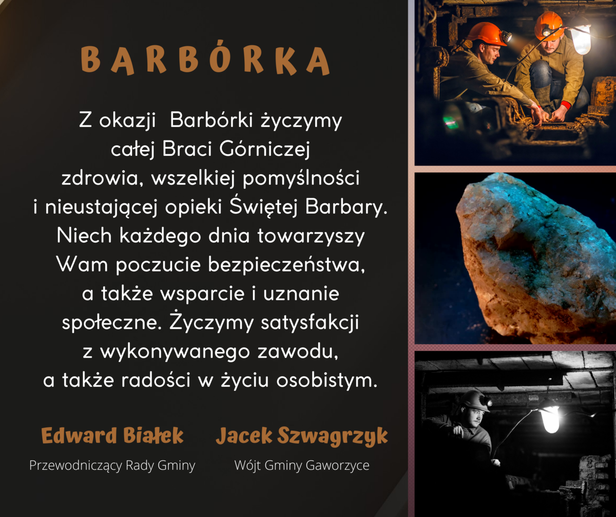 Grafika z życzeniami z okazji święta górników- barbórki