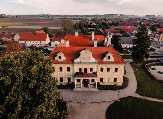 widok na pałac w gaworzycach z lotu ptaka