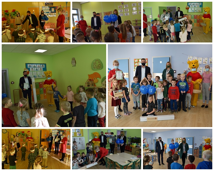 Mix zdjęć z wręczenia nagród w Przedszkolu Publicznym w Gaworzycach.