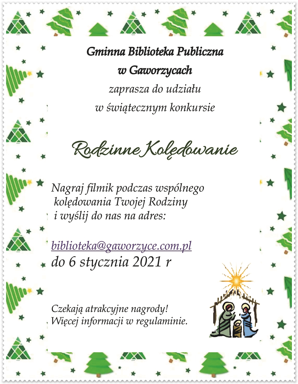 Plakat udostępniony przez Gminną Bibliotekę Publiczną